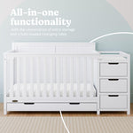Graco Hadley 5-in-1 Convertible Crib with Drawer – GREENGUARD Gold Certified, Fits Standard Crib Mattress, Converts to Toddler Bed, Daybed and Full Bed, 4 Adjustable Mattress Heights (White)