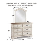 Signature Design By Ashley Realyn French Country Youth 6 Drawer Dresser, Chipped White & Brown