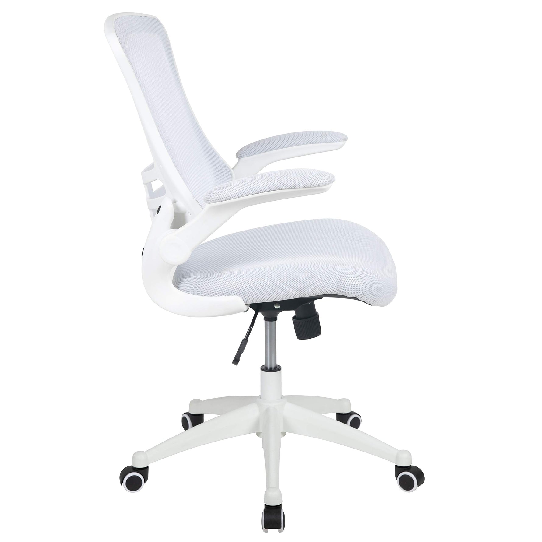 Flash Furniture Kelista Mid-Back Swivel Office Chair with Adjustable Seat Height, Ergonomic Mesh Desk Chair with Flip-Up Armrests, Black
