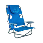 Ostrich the Heavy-Duty Backpacker, Portable Beach Chair with Face Hole, Adjustable Lounge Chair with Face Opening, Cup Holder, & 325lb Capacity, Blue