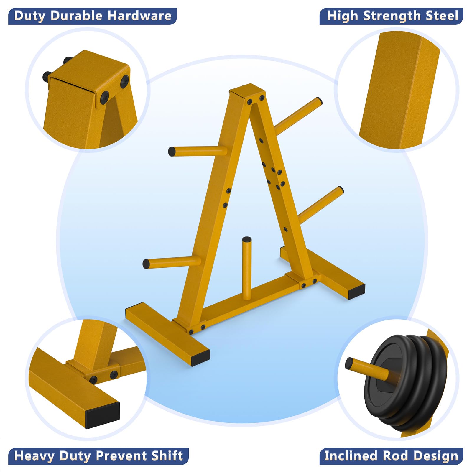 Weight Plate Rack, Weight Tree, Home Gym Storage Stand, Holds 300 lbs