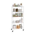 UltraDurable 5-Tier NSF Steel Wire Shelving, 48"W x 24"D x 76"H, Black | Heavy-duty commercial-grade solid steel wire storage rack featuring 800 pounds per shelf weight capacity