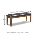 Signature Design by Ashley Ralene Tufted Upholstered Dining Room Bench, Medium Brown