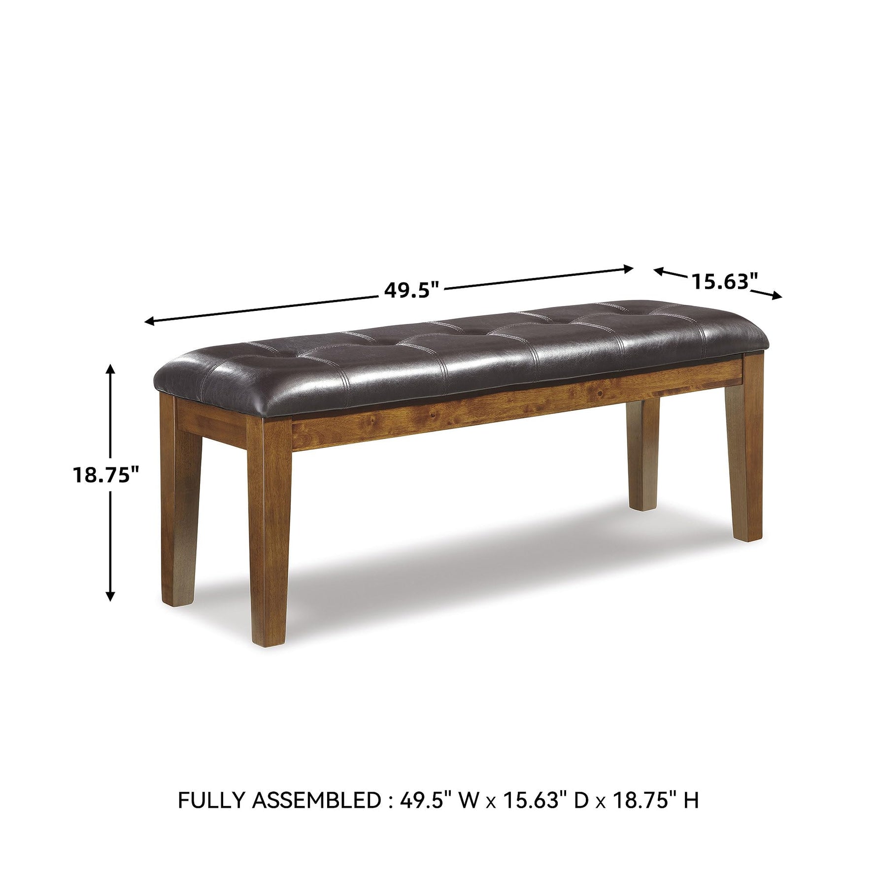 Signature Design by Ashley Ralene Tufted Upholstered Dining Room Bench, Medium Brown