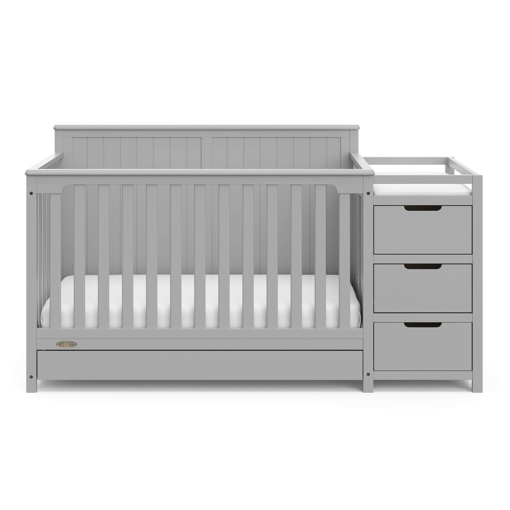 Graco Hadley 5-in-1 Convertible Crib with Drawer – GREENGUARD Gold Certified, Fits Standard Crib Mattress, Converts to Toddler Bed, Daybed and Full Bed, 4 Adjustable Mattress Heights (White)