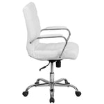 Flash Furniture Whitney Mid-Back Swivel LeatherSoft Desk Chair with Wheels, Padded Seat and Armrests, Adjustable Height Padded Office Chair, Black
