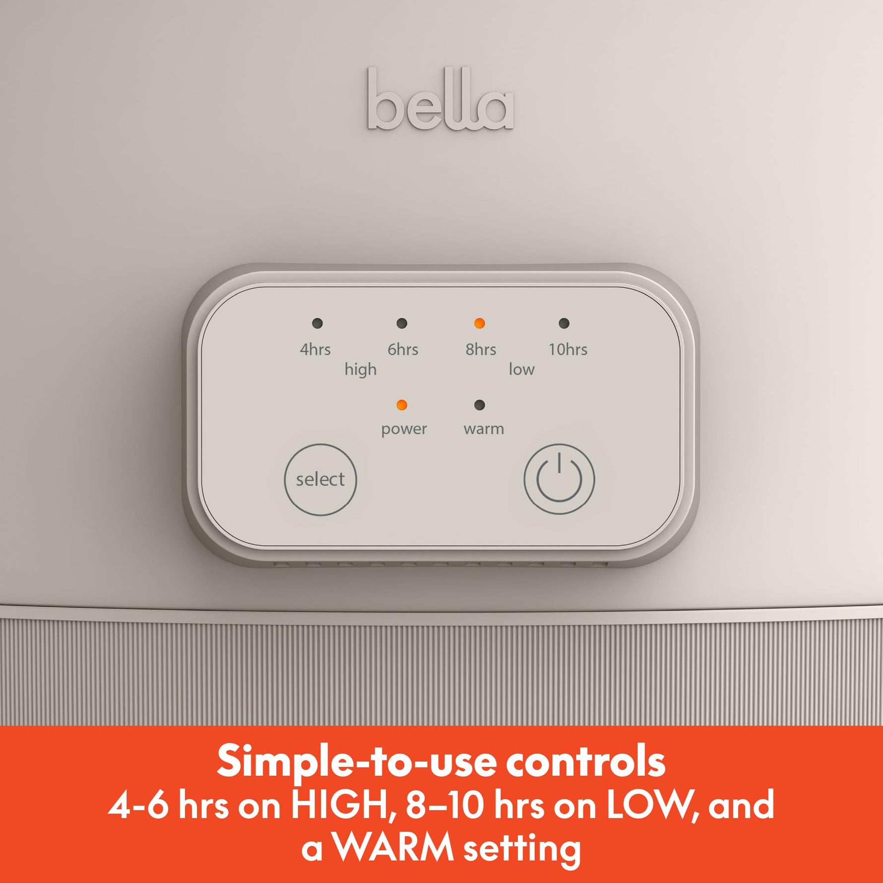 bella 6.0 Qt Programmable Slow Cooker, Ceramic Nonstick Coating, Adjustable Temperature & Cooking Times, Dishwasher Safe Stoneware Pot & Tempered Glass Lid, Tangle Free Cord Wrap, Oatmilk
