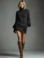 Fashion High Collar Long Sleeve Dress For Women