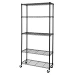 UltraDurable 5-Tier NSF Steel Wire Shelving, 48"W x 24"D x 76"H, Black | Heavy-duty commercial-grade solid steel wire storage rack featuring 800 pounds per shelf weight capacity