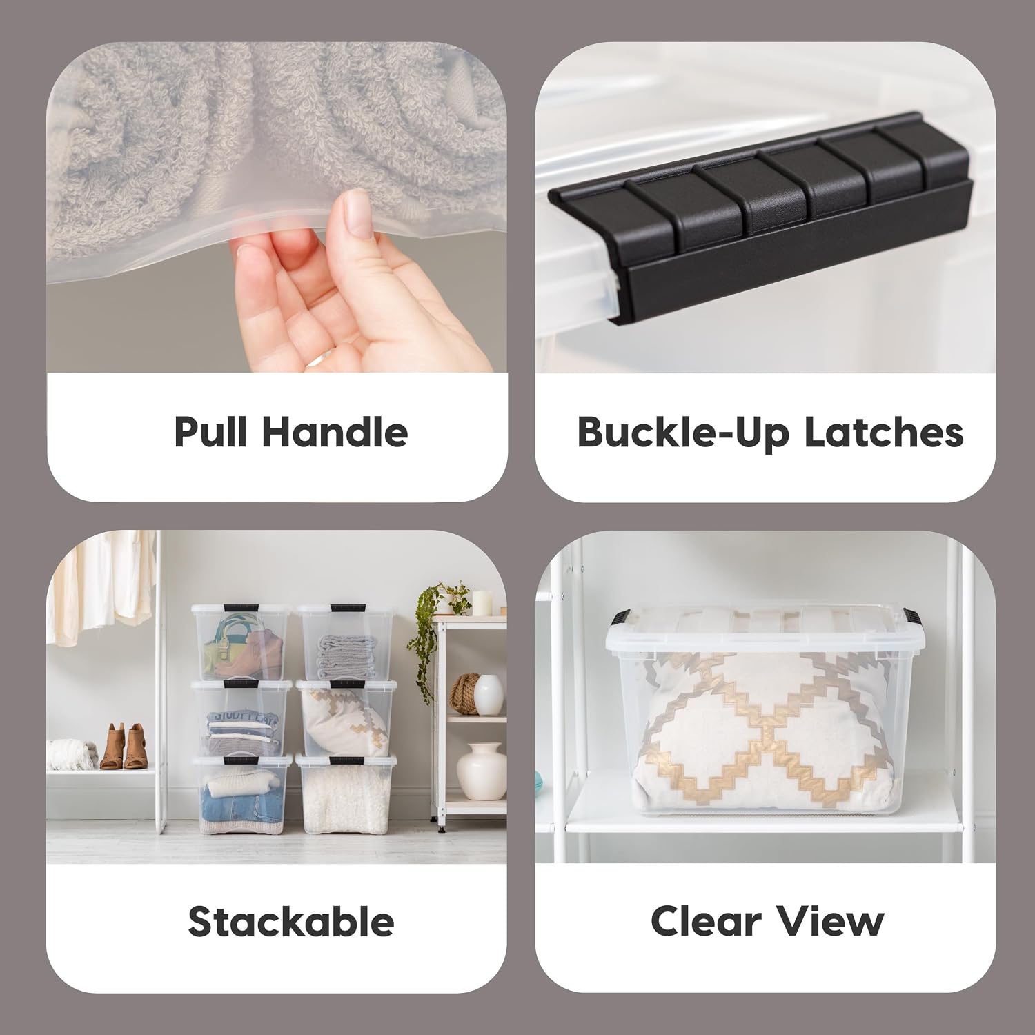 IRIS USA 6-Pack 6 Quart Storage Bins with Lids | Transparent design makes contents easy to find. Ideal for shoes, photos, documents, and small essentials. Nestable design