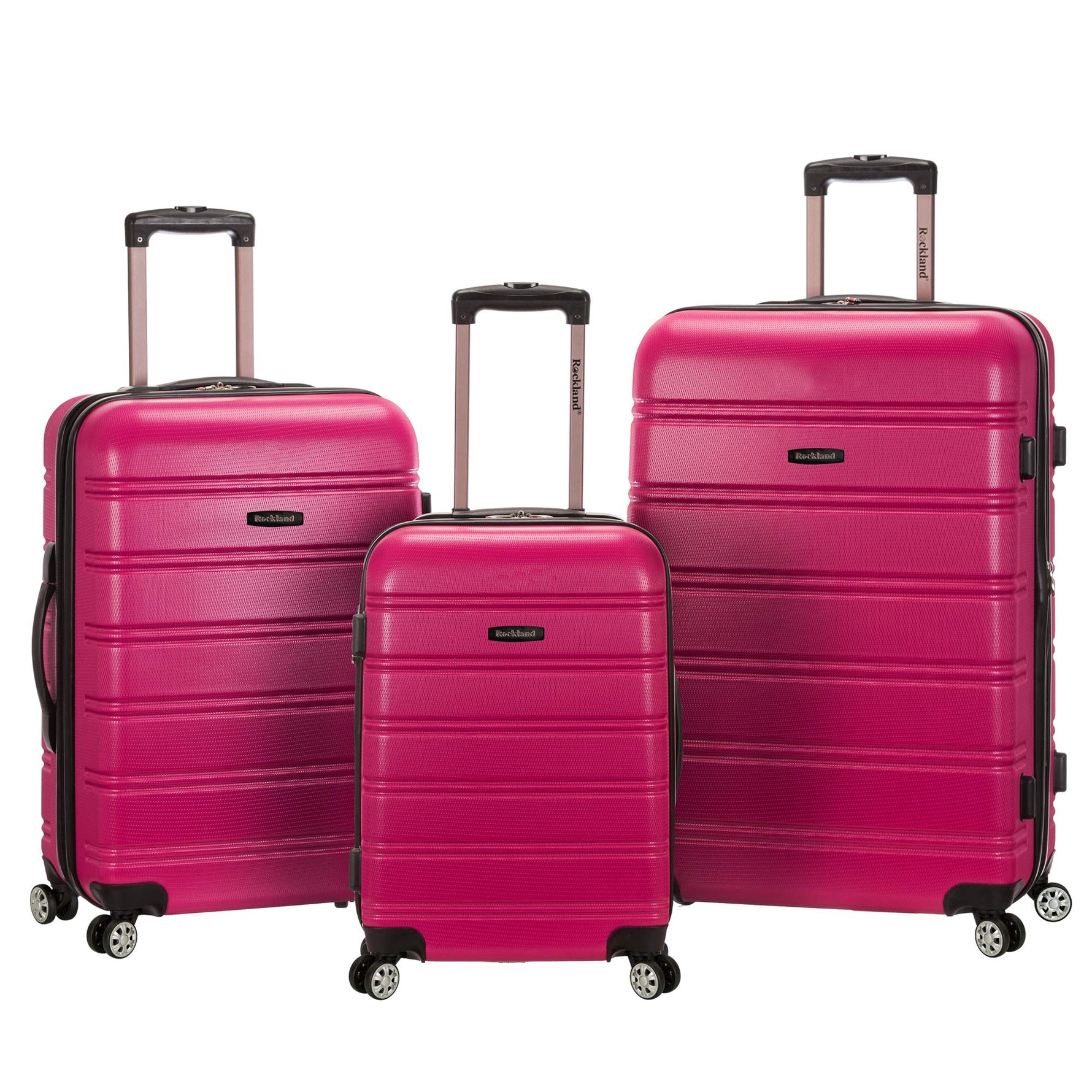 Rockland Melbourne Hardside Expandable Spinner Wheel Luggage, Checked Large 28", Black
