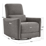 CHITA Power Recliner Chair Swivel Glider, FSC Certified Upholstered Living Room Nursery Reclining Sofa Chair with Lumbar Support, Linen
