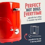 Nostalgia HDT600RETRORED Retro Pop-Up 2 Hot Dog and Bun Toaster, With Mini Tongs, Works With Chicken Dogs, Turkey Dogs, Veggie Links, Sausages and Brats
