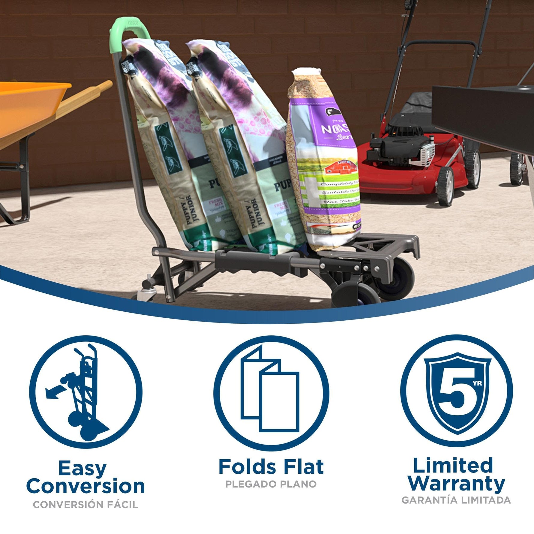 COSCO Shifter Multi-Position Folding Hand Truck and Cart, 300 lb. Weight Capacity, Green, 12222PBG1E