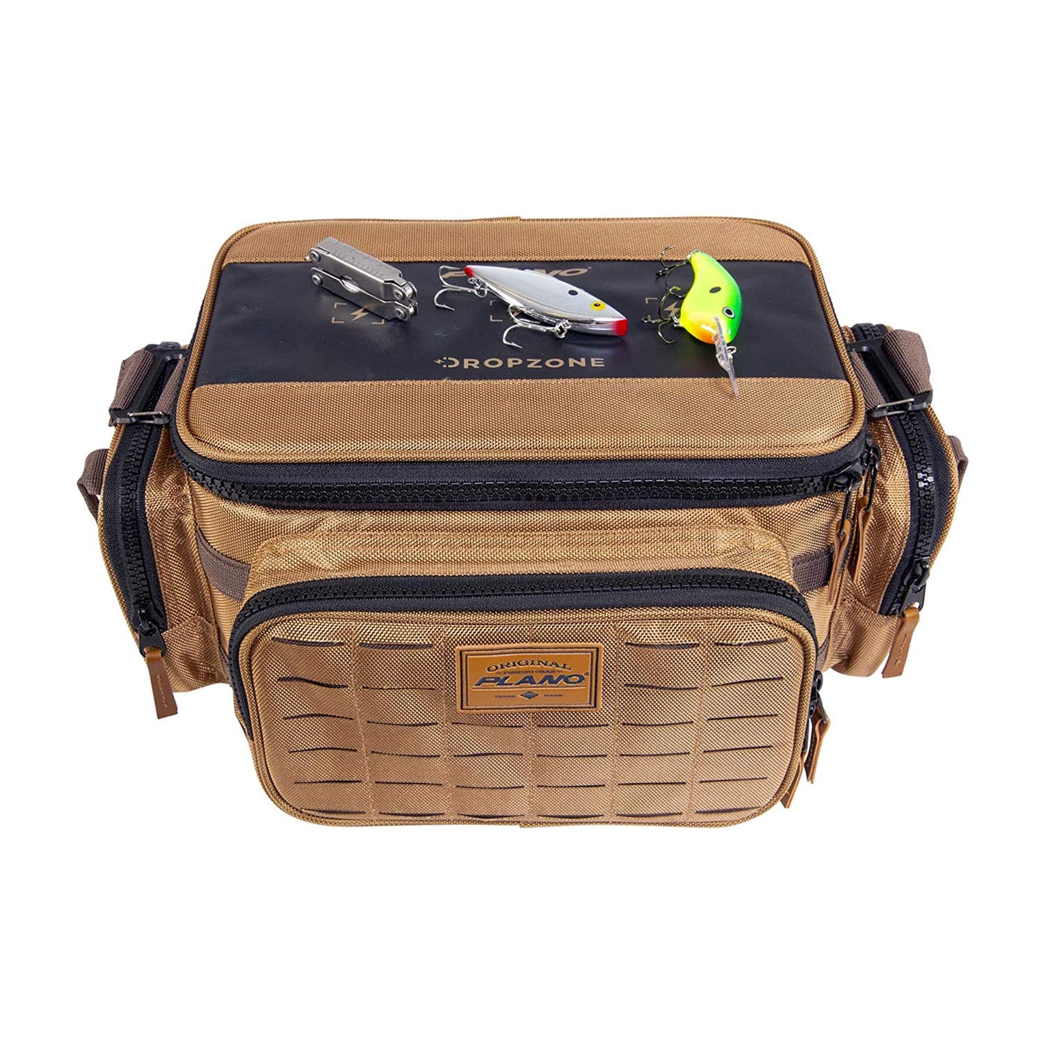 Plano Guide Series 3600 Tackle Bag, Medium, Beige 1680 Denier Fabric with Waterproof Base, Includes 5 Stowaway Utility Boxes, Premium Fishing Storage for Baits & Lures