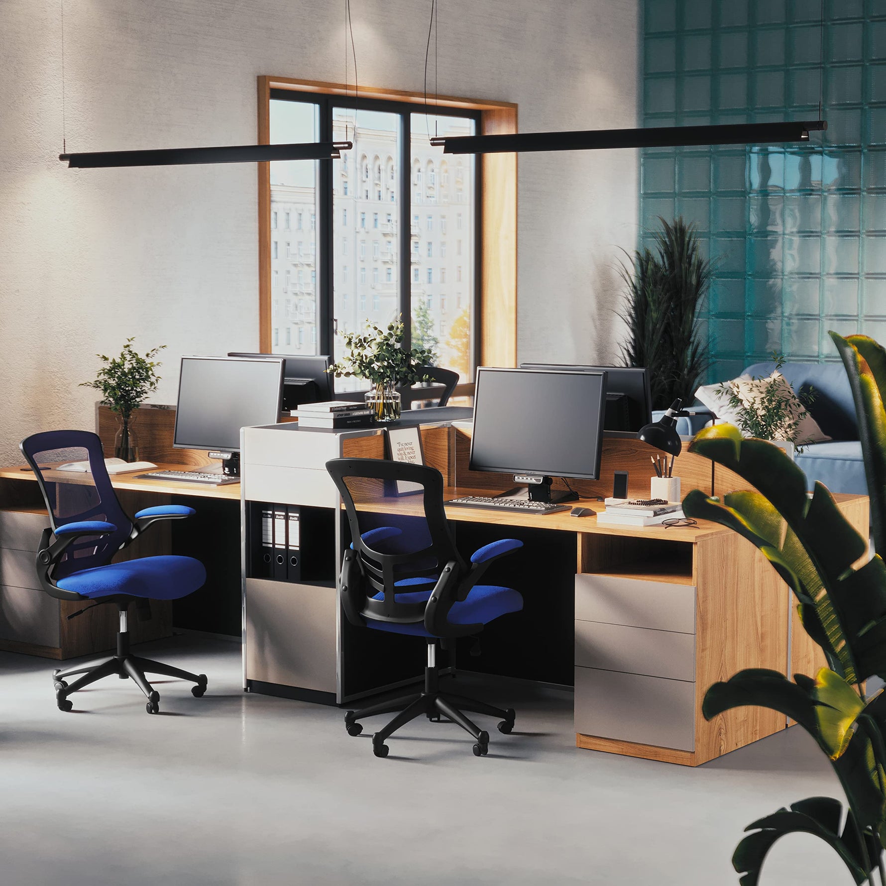 Flash Furniture Kelista Mid-Back Swivel Office Chair with Adjustable Seat Height, Ergonomic Mesh Desk Chair with Flip-Up Armrests, Black