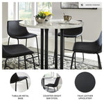 Signature Design by Ashley Centiar 24" Counter Height Modern Bucket Barstool, 2 Count, Black