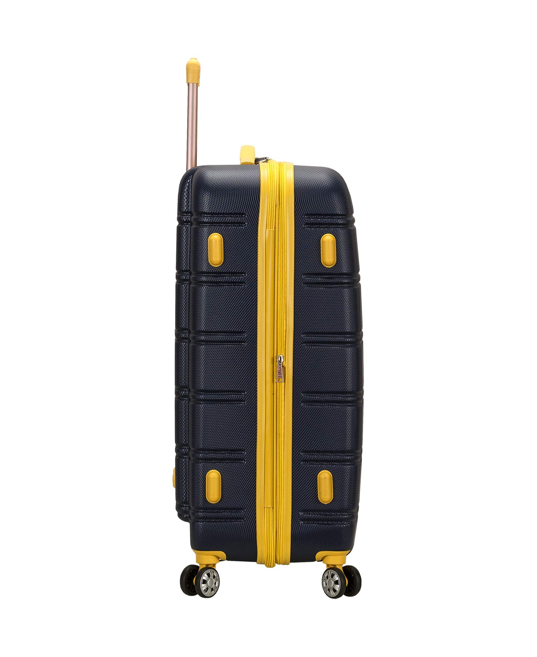 Rockland Melbourne Hardside Expandable Spinner Wheel Luggage, Checked Large 28", Black