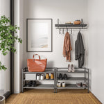 3-Tier Stackable 1" Slat Steel Frame Shoe Rack, 27.25"W x 12.75"D, Espresso | Interlocking modular design maximizes storage while the sturdy steel frame holds up to 12 pairs of shoes (Patented Design)