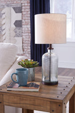 Signature Design by Ashley Bandile Modern Farmhouse 22.5" Seeded Glass Table Lamp, Bronze