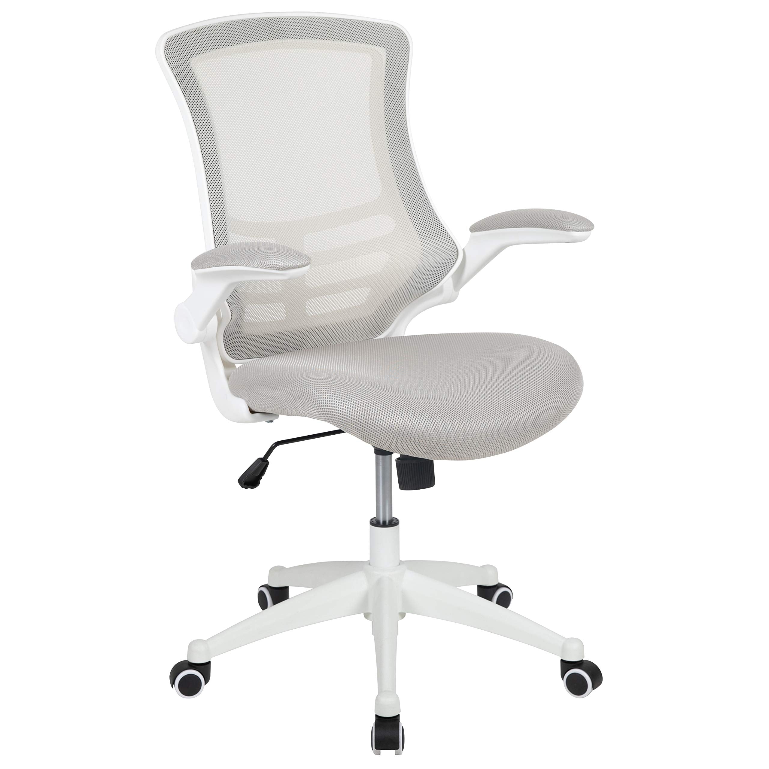 Flash Furniture Kelista Mid-Back Swivel Office Chair with Adjustable Seat Height, Ergonomic Mesh Desk Chair with Flip-Up Armrests, Black