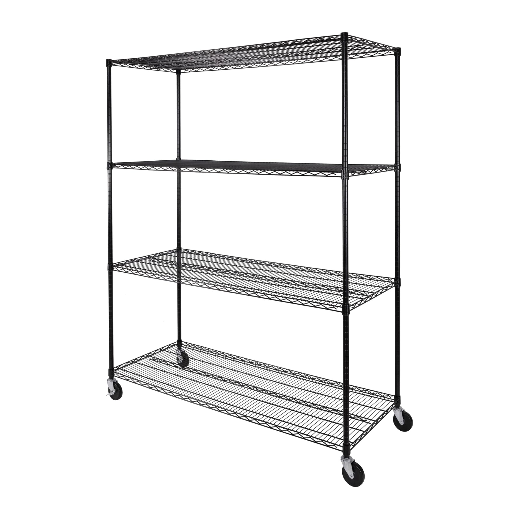 UltraDurable 5-Tier NSF Steel Wire Shelving, 48"W x 24"D x 76"H, Black | Heavy-duty commercial-grade solid steel wire storage rack featuring 800 pounds per shelf weight capacity