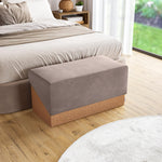 Seville Classics Cushioned Fabric Ottoman Hidden Storage Chest Footrest Chair, Padded Seat for Bedroom, Dorm, Loft, Living Room, Entryway, Hallway, Blue Velvet, 30" Bench