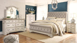 Signature Design by Ashley Realyn Traditional Cottage 1 Drawer Nightstand with Dovetail Construction & Open Display Shelf, Chipped White, 27" Tall, Distressed Brown