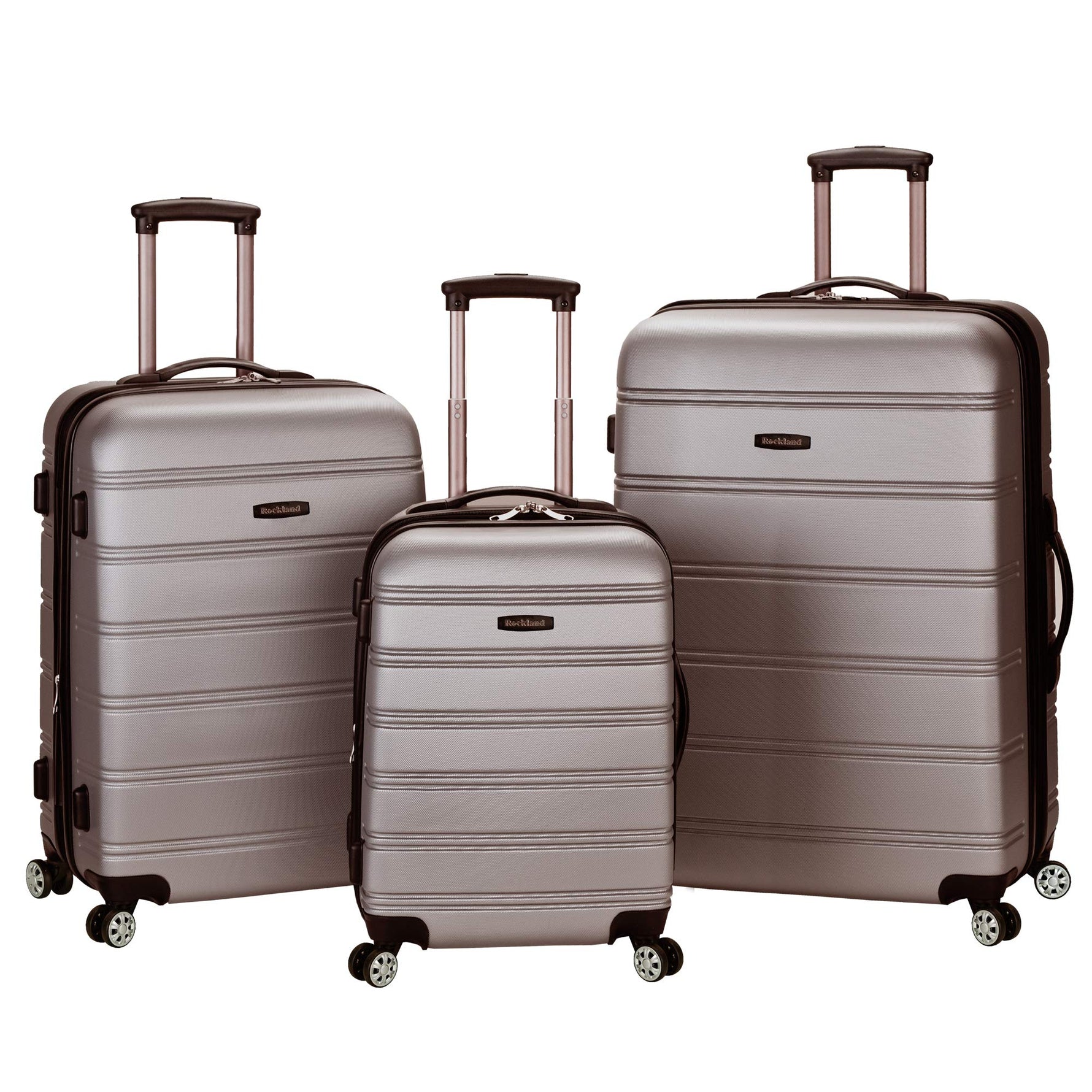 Rockland Melbourne Hardside Expandable Spinner Wheel Luggage, Checked Large 28", Black