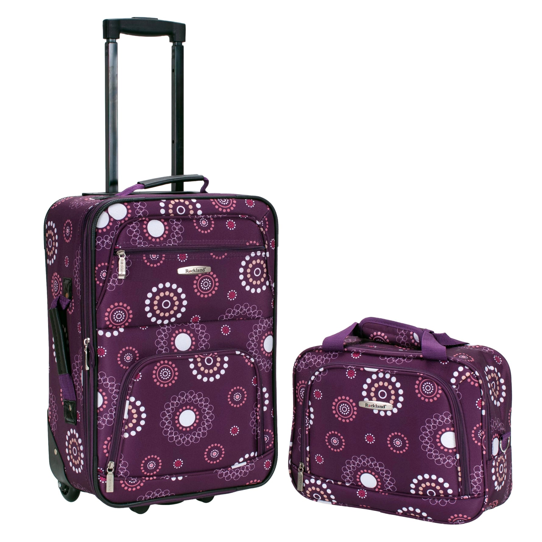 Rockland Fashion Softside 2 Piece Luggage Set, Expandable, (14" Tote/19" Upright), Purple