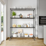 UltraDurable 5-Tier NSF Steel Wire Shelving, 48"W x 24"D x 76"H, Black | Heavy-duty commercial-grade solid steel wire storage rack featuring 800 pounds per shelf weight capacity