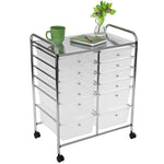 Seville Classics Rolling Utility Organizer Storage Cart , for Home Office, School, Classroom, Scrapbook, Hobby, Craft, 15 Drawer, Black