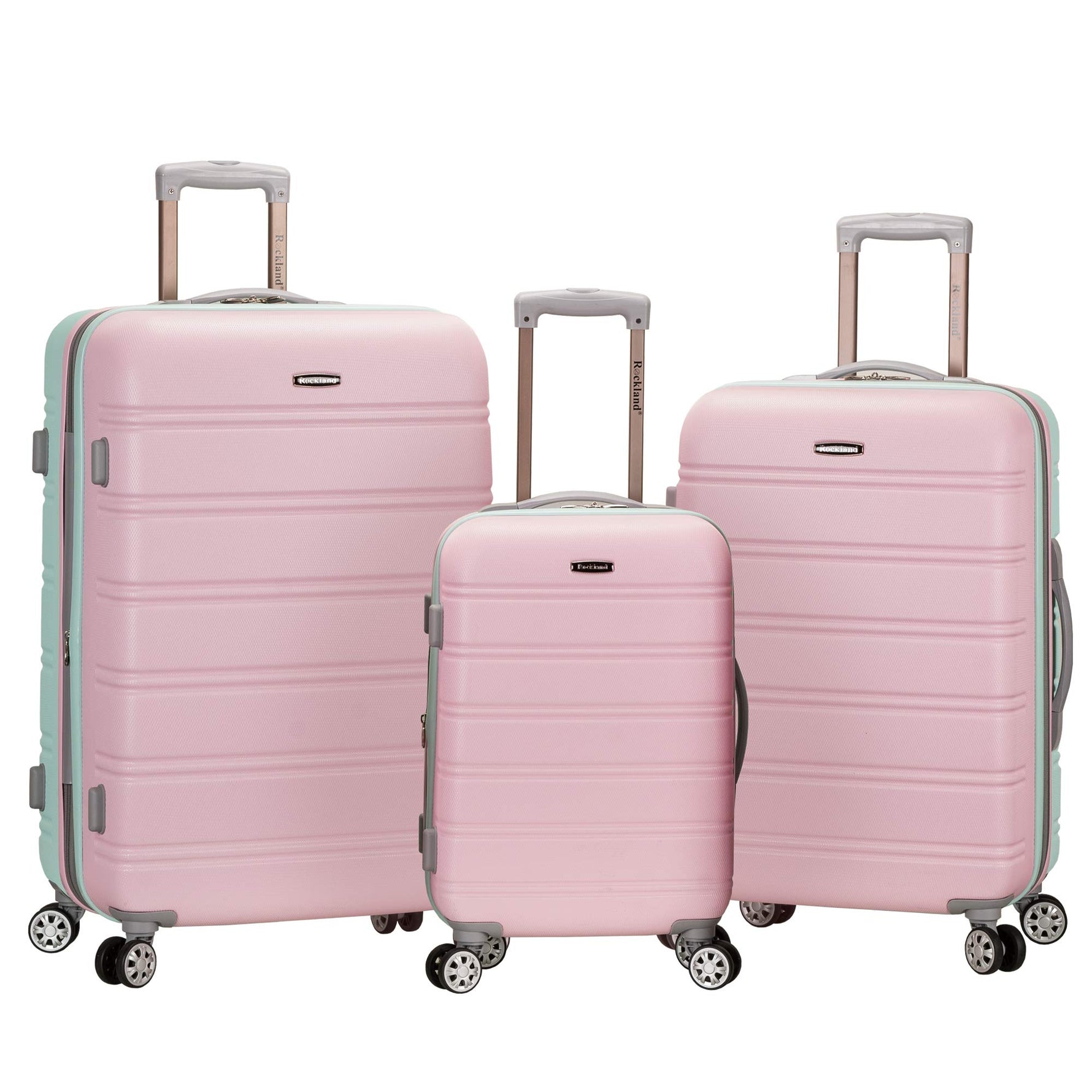 Rockland Melbourne Hardside Expandable Spinner Wheel Luggage, Checked Large 28", Black