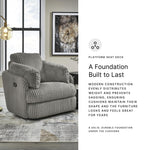 Signature Design by Ashley Tie-Breaker Swivel Glider Recliner, 2 Bolster Pillows, Hidden Storage, Fabric Upholstery, 41.38" W x 40.25" D x 39.75" H, Light Gray