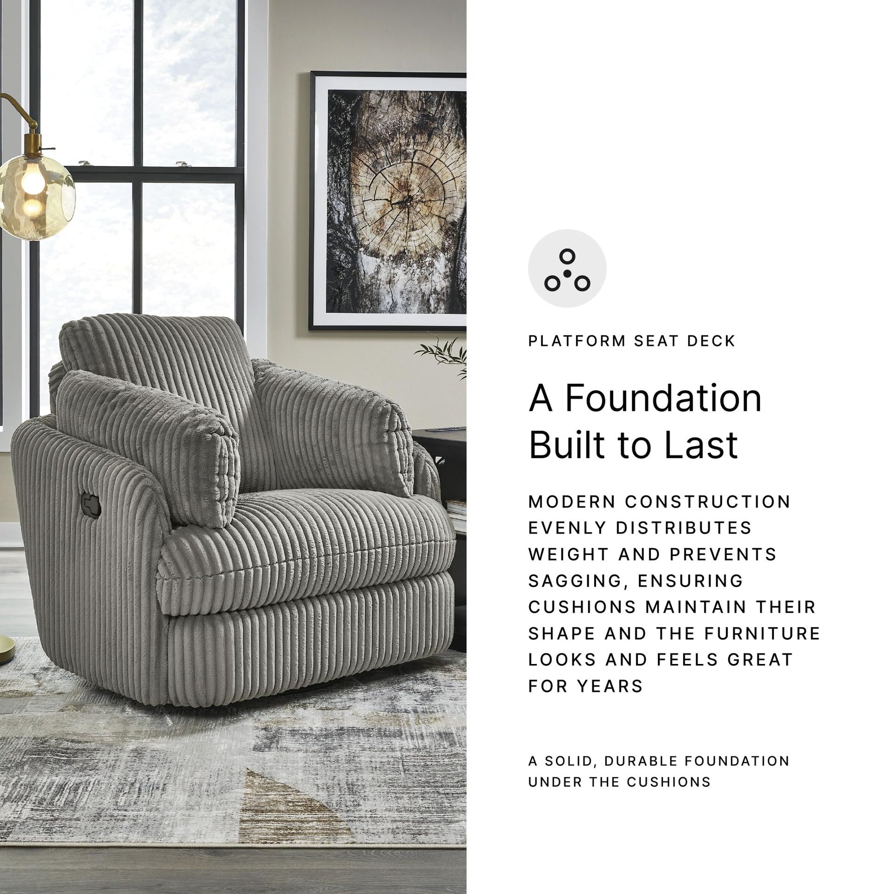 Signature Design by Ashley Tie-Breaker Swivel Glider Recliner, 2 Bolster Pillows, Hidden Storage, Fabric Upholstery, 41.38" W x 40.25" D x 39.75" H, Light Gray