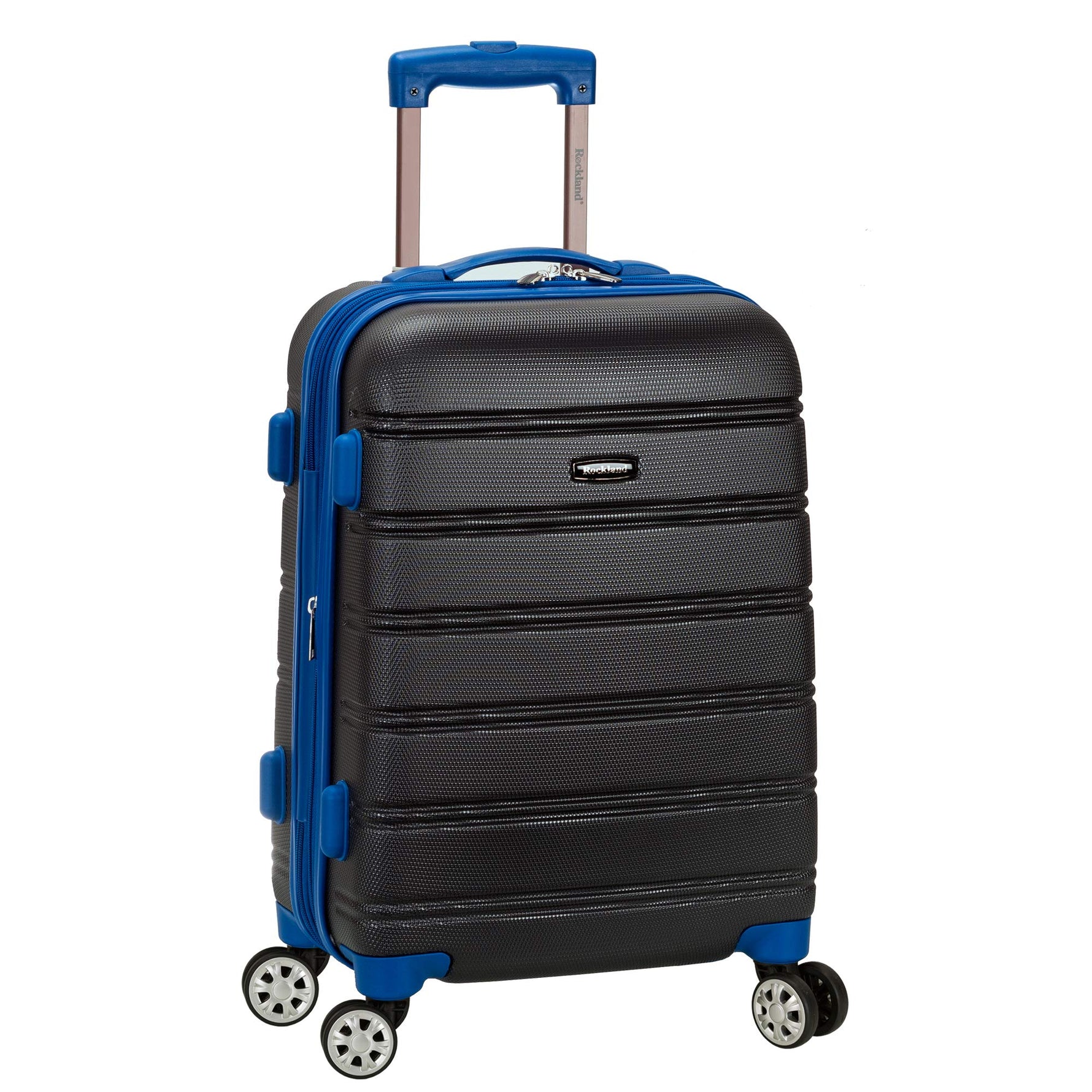 Rockland Melbourne Hardside Expandable Spinner Wheel Luggage, Checked Large 28", Black