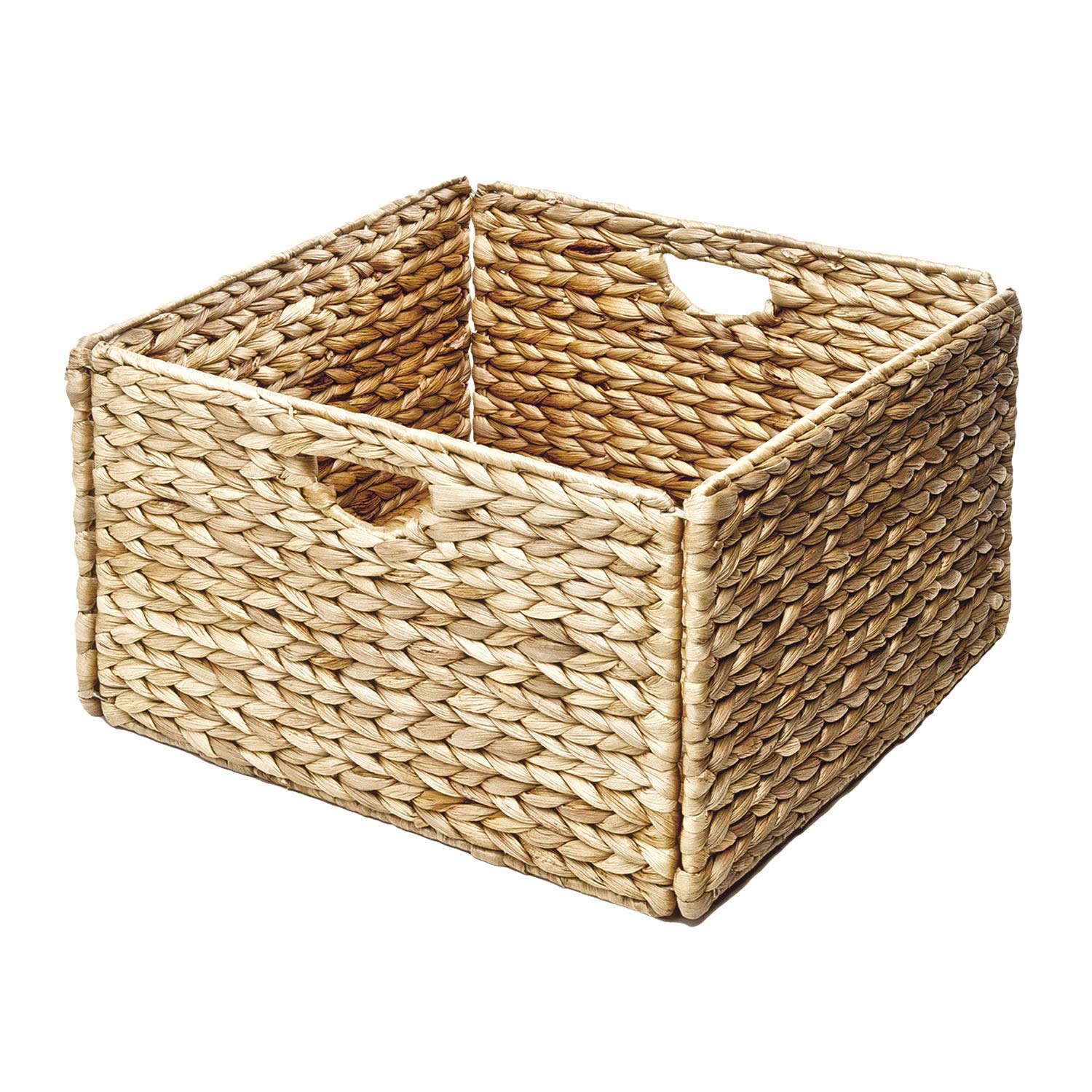 Seville Classics Premium Natural Handwoven Portable Laundry Bin Basket with Carrying Handles, Household Storage for Clothes, Linens, Sheets, Natural Water Hyacinth and Gray Rope, 3 Piece Set