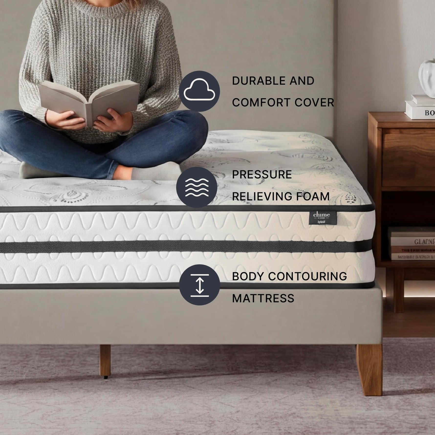 Signature Design by Ashley Chime 12 Inch Hybrid Full Mattress, Memory Foam with Lumbar Support, High-Density Foam & Pocketed Coils for Comfort & Back Support, Mattresses in a Box, Full Size