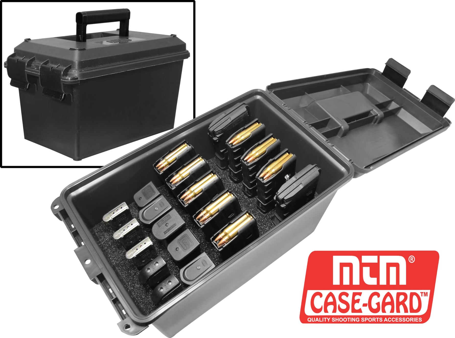 MTM Case-Gard TMCLE Tactical Mag Can, Multi Mag for 223/5.56 Magazines and 9mm to 45 ACP, Magazine Storage, USA Made, Black