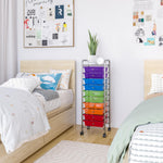 Seville Classics Rolling Utility Organizer Storage Cart , for Home Office, School, Classroom, Scrapbook, Hobby, Craft, 15 Drawer, Black