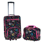 Rockland Fashion Softside 2 Piece Luggage Set, Expandable, (14" Tote/19" Upright), Purple