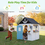 BTMWAY Kids Playhouse Outdoor,Cedar Wooden Play House for Kids Ages 3-8,with Dutch Door, Play Kitchen, Interactive Doorbell, Sink, Flowerpot, Birdcage