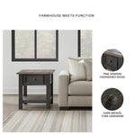 Signature Design by Ashley Bolanburg End Table for Living Room, Two-Tone Distressed Wood Side Table with Smooth-Gliding Drawer, Farmhouse Plank-Style Top, Ideal Night Stand Use, Antique White/Oak