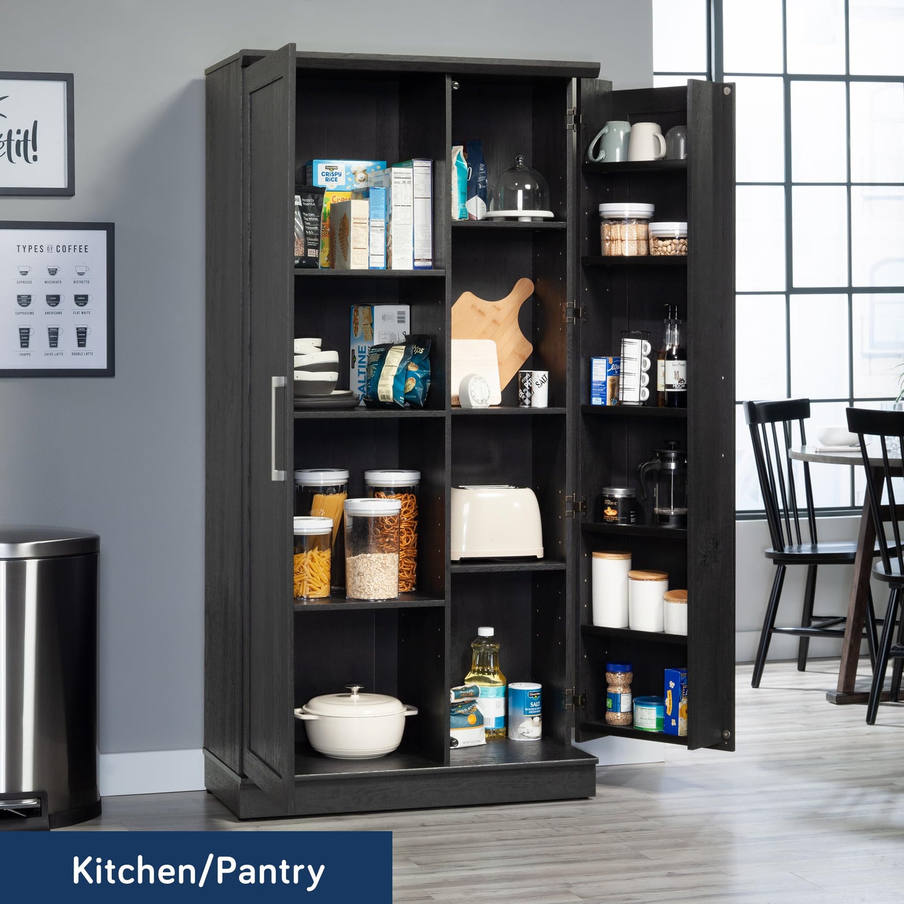 Sauder HomePlus Kitchen Storage Pantry Cabinet with Swing Door Storage and Adjustable Shelves, in Soft White finish