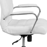 Flash Furniture Whitney Mid-Back Swivel LeatherSoft Desk Chair with Wheels, Padded Seat and Armrests, Adjustable Height Padded Office Chair, Black