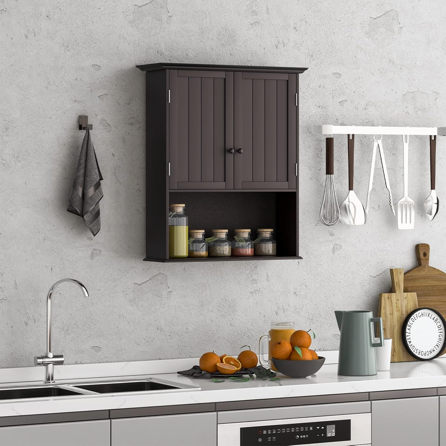 28" H x 23.5" W Wall Mount Medicine Cabinets with Adjustable Shelf and 2-Door for Bathroom Laundry Living Room