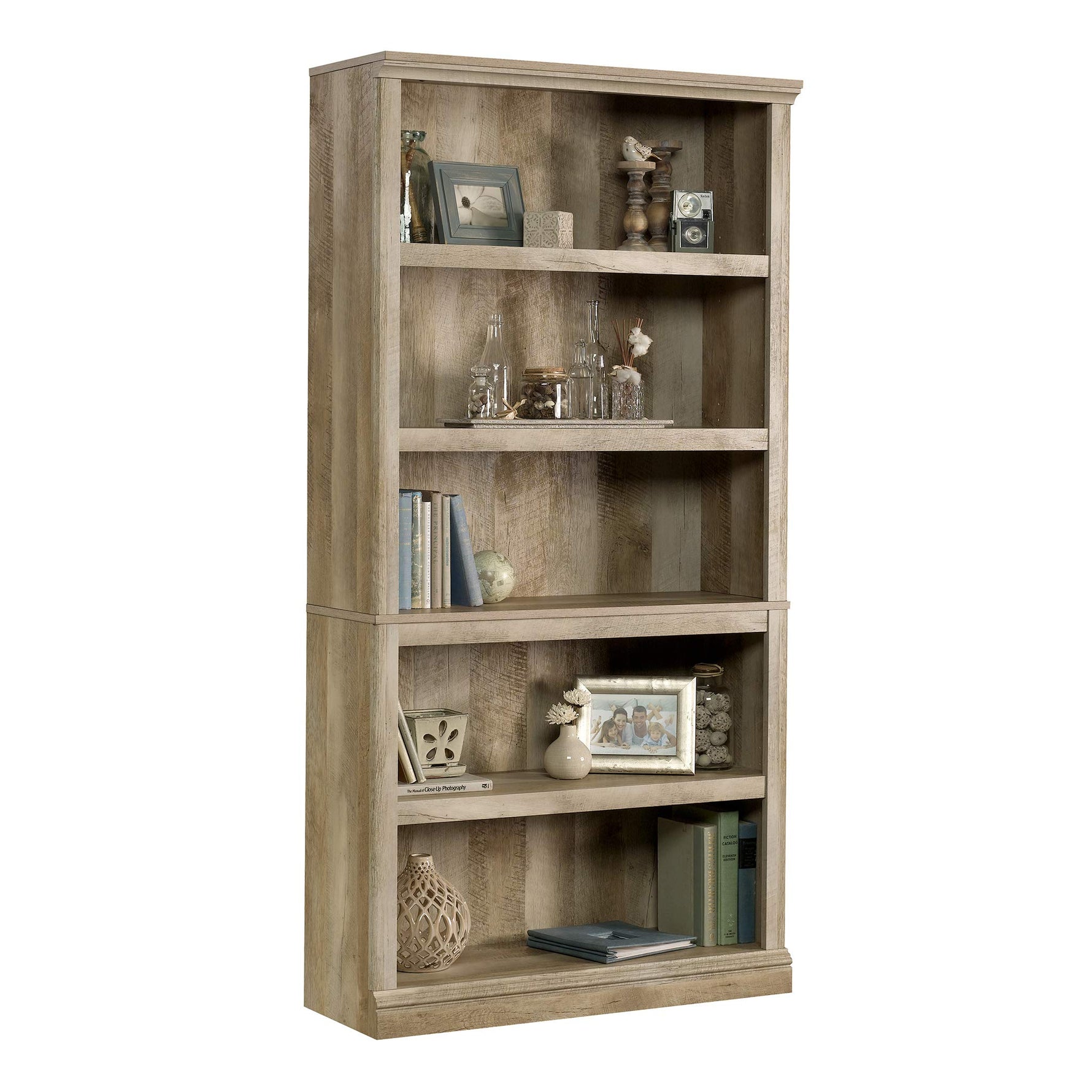 Sauder 5-Shelf Split Bookcase/ Book shelf, Oiled Oak finish
