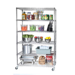 UltraDurable 5-Tier NSF Steel Wire Shelving, 48"W x 24"D x 76"H, Black | Heavy-duty commercial-grade solid steel wire storage rack featuring 800 pounds per shelf weight capacity