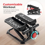 Sunny Health & Fitness Mini Steppers with Digital Monitor and Resistance Bands, Compact Low-Impact Cardio Machines for Home Workouts