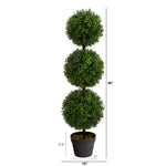 Nearly Natural 36in Artificial Triple Ball Boxwood Topiary Tree - Indoor Outdoor Realistic Faux Greenery for Home Patio Office Decor, Low Maintenance
